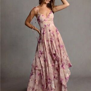 Azazie Harmony Floral Lavender Maxi Dress